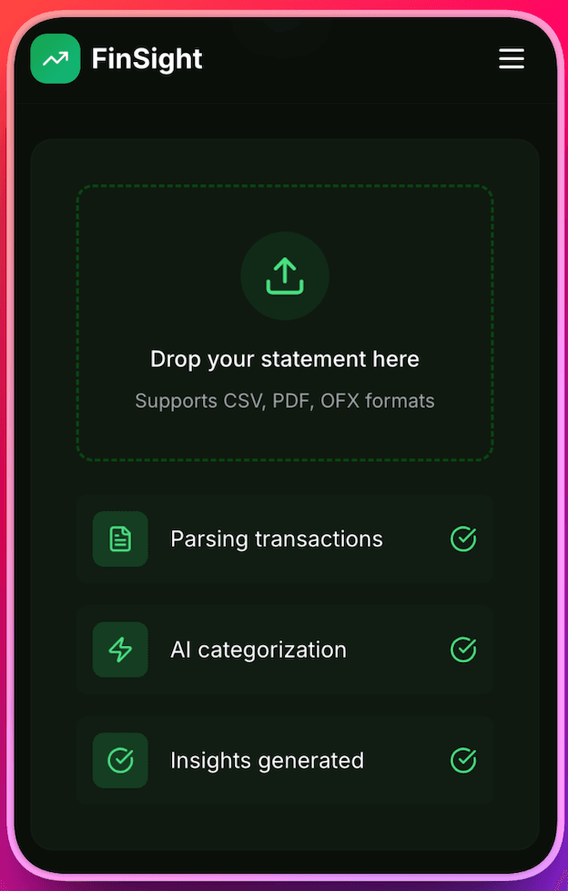 AI Finance Dashboard screenshot 1
